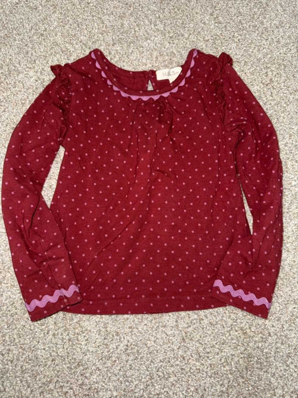 Matilda Jane Burgundy with Pink Polka Dot Long Sleeve Tee